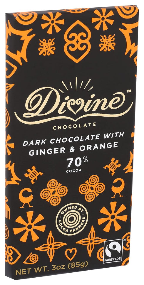 3 Oz Divine Chocolate Chocolate bar Dark Ginger Orange