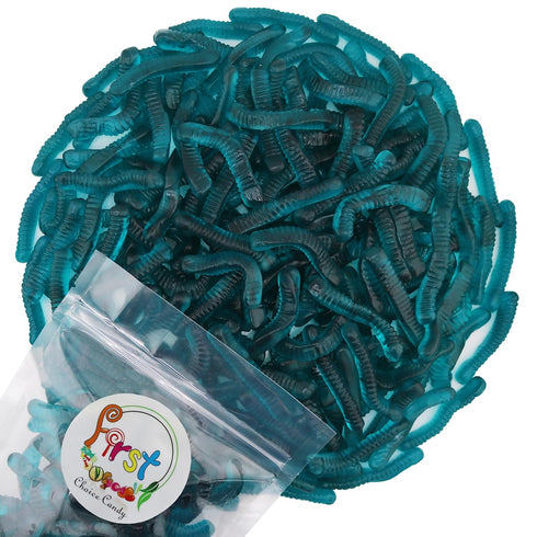 Gummy (5 FirstChoiceCandy Sweet & Sour Worms, Multi Flavors and Solid Colors Pound, Blue Raspberry)