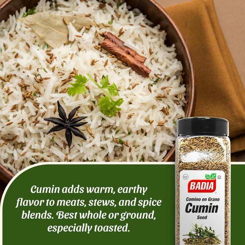 16 oz Badia Cumin Seeds, - Whole Comino Seeds, Aromatic Flavor for Cooking, Spice Blends & Seasonings