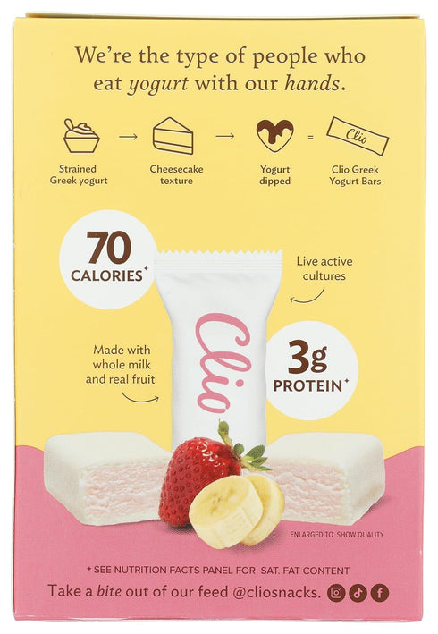 8ct, 5.64 OZ CLIO Strawberry Banana Yogurt Covered Mini Greek Yogurt Bar