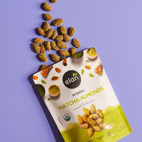 5.6 oz, Elan Organic Matcha Almonds, Non-GMO, Gluten-Free, Vegan, Kosher, Superfood Infused Nuts (Roasted Almonds