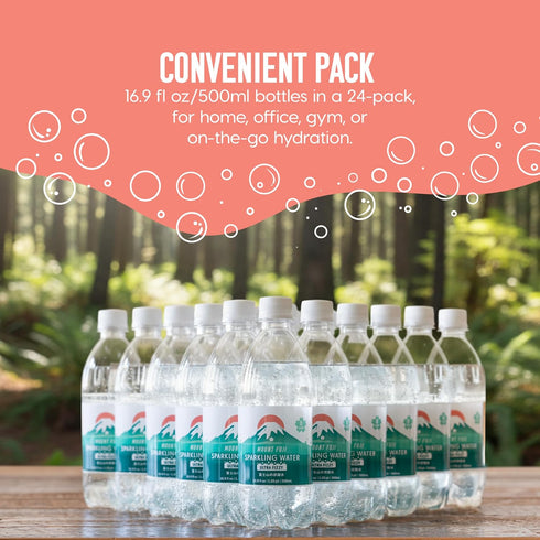 16.9 oz, 24-Pack, IRIS Sparkling Water Bottles, fl Strong Carbonation from Mount Fuji Spring, Refreshing Japanese