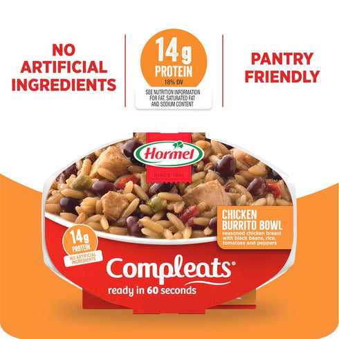 9 OZ, 6 Pack HORMEL COMPLEATS Chicken Burrito Bowl