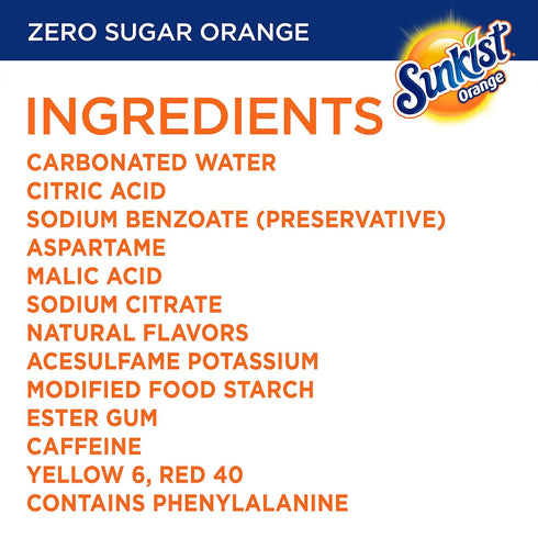 12 oz. 12 Pack Pack 2 Sunkist Zero Sugar Orange Soda | fl. Cans | |