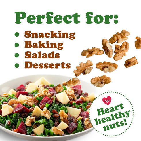 1 Omega-3, Food to Live Organic Walnut Pieces, Pound California Chandler Variety. Medium Size. Non-GMO. Rich