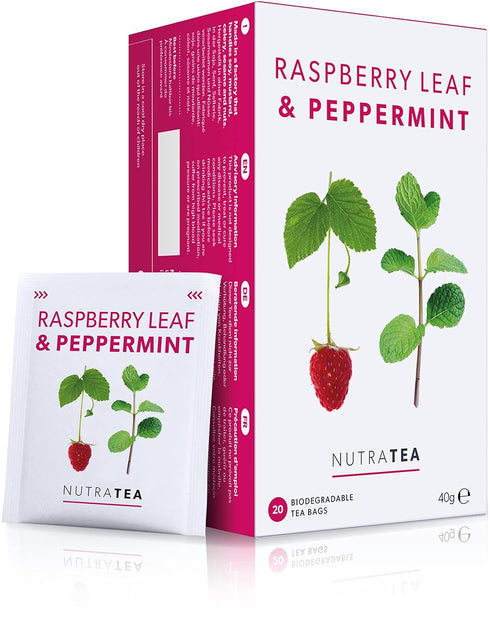 Nutra Tea - Raspberry Leaf & Peppermint Tea, Herbal Tea for Pregnancy & Expectant Mothers - 40 Tea Bags (2 Pack)