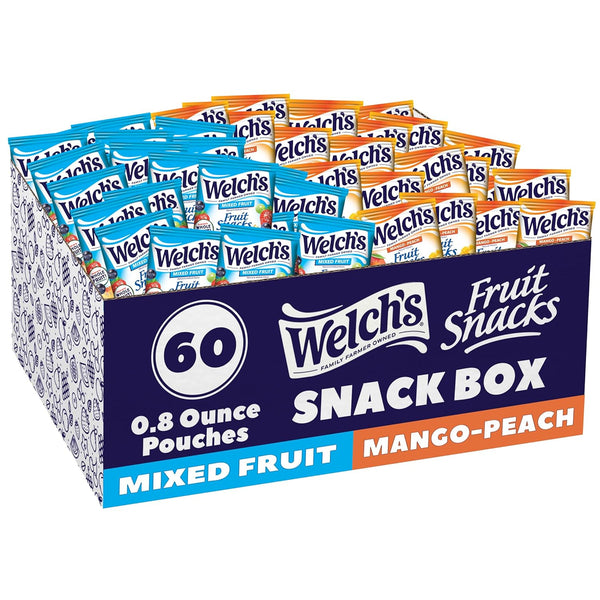 Welch's Fruit Snacks, Mixed Fruit & Mango Peach Snack Box, Gluten Free,