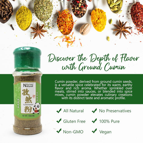 NPG Ground Cumin Powder, 1 Oz Raw All Natural Gluten Free Non-GMO for Mediterranean and Southwest Asia Dishes