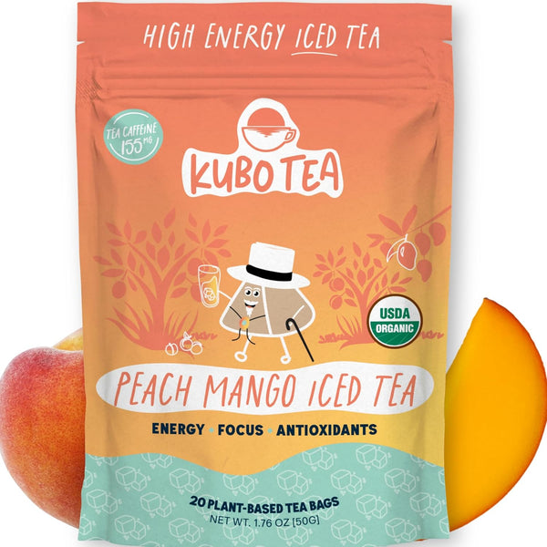 High Caffeine Iced Tea (155 mg) - Kubo Tea: Organic Peach Mango