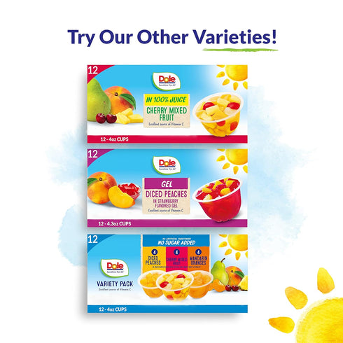 100% 4 oz 12 Count (Pack 2) Dole Pineapple Tidbits and Tropical Fruit in Juice - Dole Fruit Bowls Snacks - Bowls
