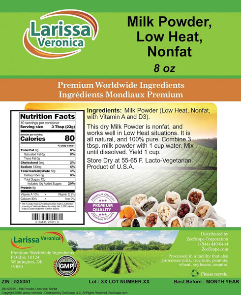 Larissa Veronica (8 oz, 525351) Milk Powder, Low Heat, Nonfat ZIN:
