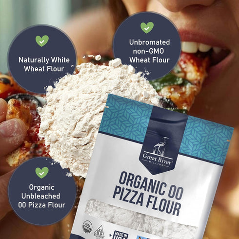 00 2 Lb Great River Milling Organic Pizza Flour | Ultra-Fine Neapolitan Style Flour for Pizza Dough, Bread & Pasta |