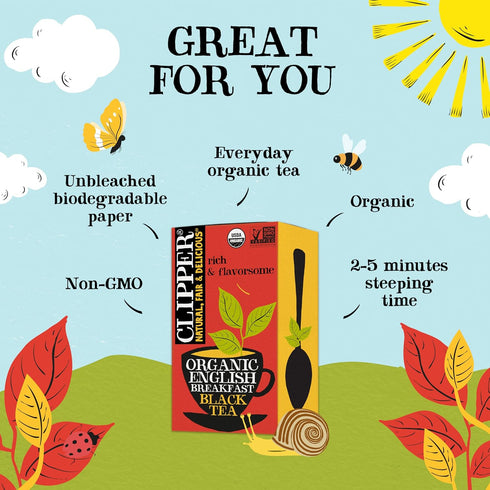 Clipper Tea Organic Fairtrade English Breakfast, Big Ben - USDA Organic, Non-GMO, Fair Trade, Sustainable Caffeinated