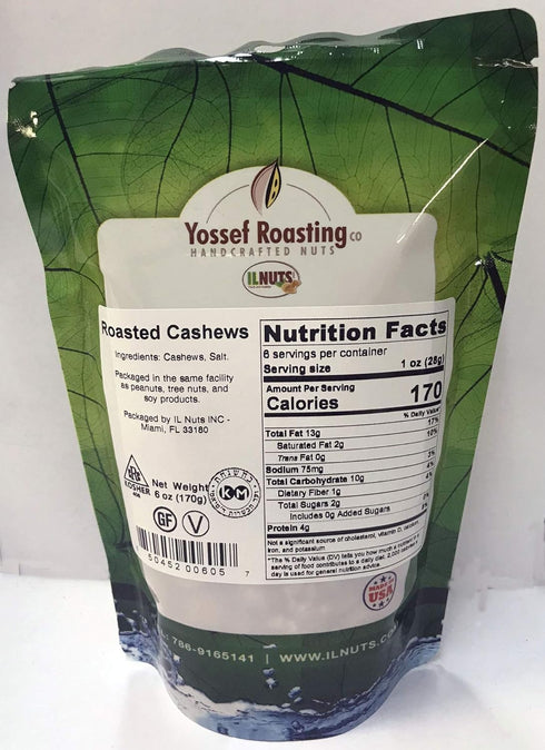 ILNUTS Kosher certified roasted Cashews by Yossef Roasting Handcrafed Nuts, fresh and healthy, made in USA