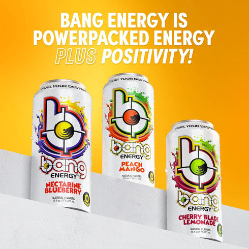 16-Ounce Pack 12 Bang Energy Peach Mango, Sugar-Free Energy Drink, |