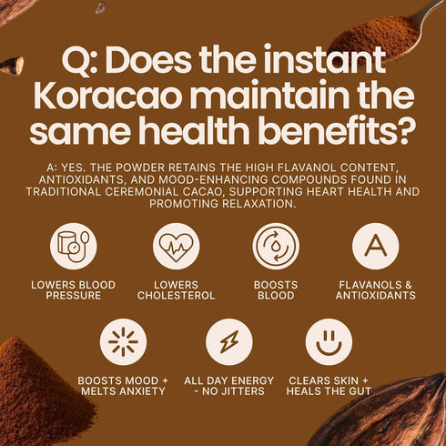 1000 300g (30 KORACAO Instant Ceremonial Cacao Powder | High-Flavanol Cacao Powder - MG Per Serving | New Daily Ritual