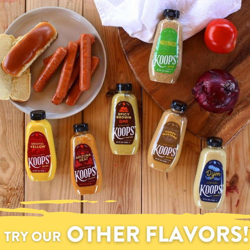 Koops' Original Yellow Mustard 12 Oz, Gourmet Mustard, Gluten-Free, Kosher, Made in USA