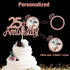 Sumerk 25th Anniversary Cake Topper, 13PCS Rose Gold Glitter Decorations Set for Wedding Celebration Party