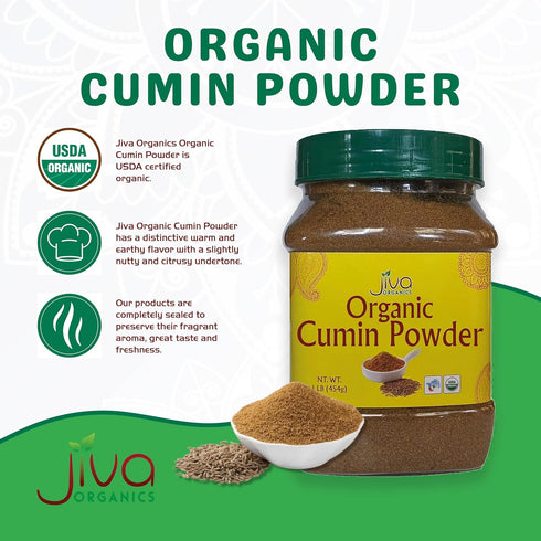 1 100% (packaging Jiva Organics Organic Ground Cumin Powder Pound Jar - Pure & Non-GMO, Cumin Seed Powder may vary)