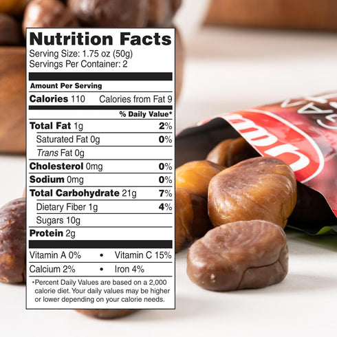 Pack 24 3.5oz Galil Organic Roasted Chestnuts of Shelled & Ready to Eat Chestnuts - Gluten Free, Vegan, Organic