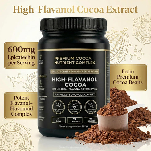 XPDGVS 1200mg 10X 600mg High Flavanol Cocoa Powder Flavanols & Flavonoids per Serving Concentrated Cocoa Extract