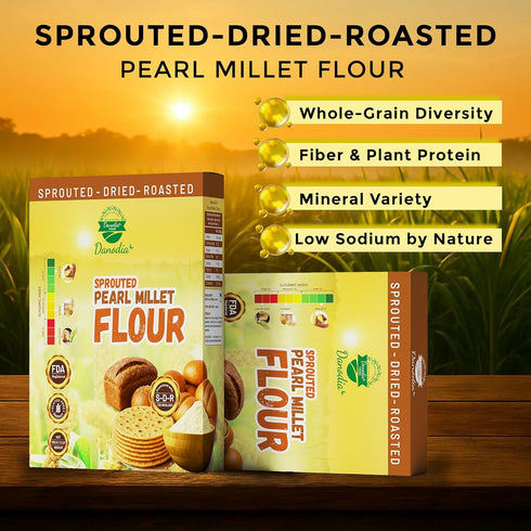 (950g/2 lbs) Danodia Foods Roasted Pearl Millet (Bajra) Flour | Sprouted, Dried & Roasted Whole Grain Flour | Naturally