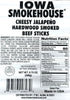 8.75 (12 (Pack 2) Iowa Smokehouse Cheesy Jalapeno Beef Sticks Hardwood Hickory Smoked Meat Sticks Ounce Sticks)
