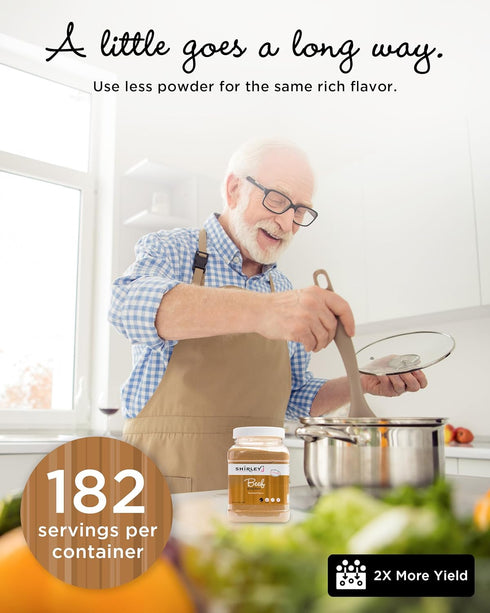 30+ 1lb Shirley J Rich Beef Bouillon Powder, Multi-Use Soup Base & Lower Sodium Bouillon Replaces Cartons of Broth