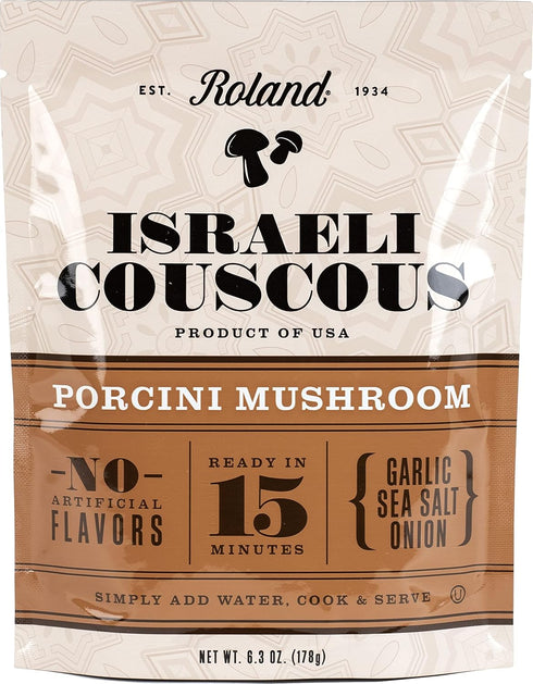 Roland Foods Porcini Mushroom Israeli Couscous, Specialty Food, 6.3 Ounce, Pack of