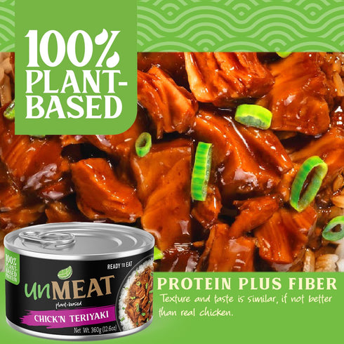 3 pack unMEAT Plant Based Meat | Easy to Prepare Plant Based Protein | Vegan Meat with Less Calories, Teriyaki Chicken