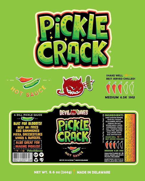 8.6 Oz Dill Pickle Hot Sauce | Devil Daves Pickle Crack - Medium Heat