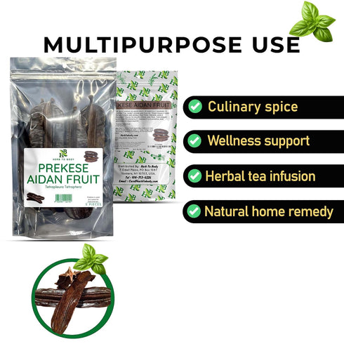 Herb To Body Organic Prekese Aidan Fruit - 5 Whole Pods, Tetrapleura Tetraptera, African Dried Herbs for Tea and