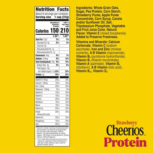 8g 11.2 oz Cheerios Protein Cereal, Strawberry, Protein, Large Size