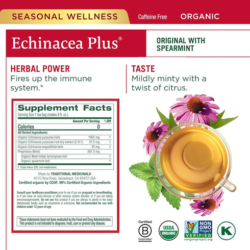 Pack, 96 (6 Pack) Traditional Medicinals Tea Organic Seasonal Care Variety Throat Coat, Echinacea, Breathe Easy
