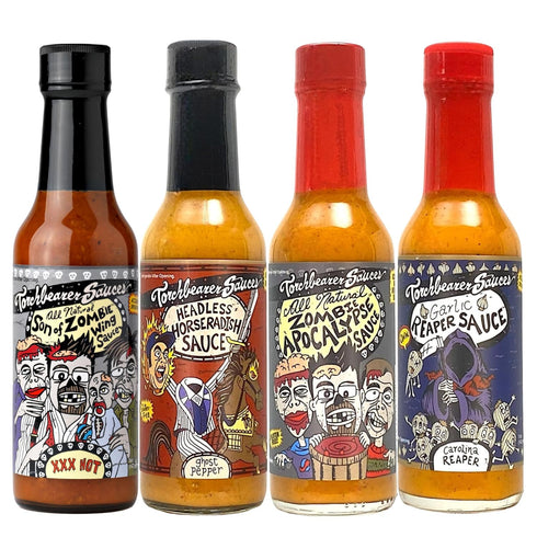 Torchbearer Hot Ones Variety Hot Sauce 4 pack, 5oz - Garlic Reaper,