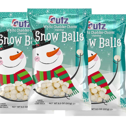 Utz Snowballs White Cheddar Cheese Balls Pack of 3-8.5 oz - Festive