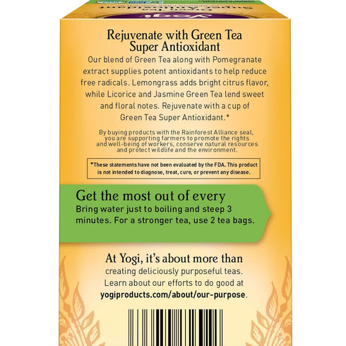 16 Pack (4 Packs) Yogi Tea Green Tea Super Antioxidant - Bags per - Organic Antioxidant Support - Includes Licorice
