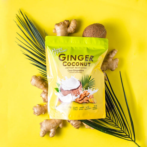 22 Prince of Peace Ginger Coconut Instant Beverage, Sachets Instant Hot or Cold Beverage that Soothes Throat Easy