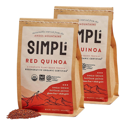SIMPLi Regenerative Organic Certified Red Quinoa, Organic Quinoa Ancient Grain, Naturally Gluten-Free