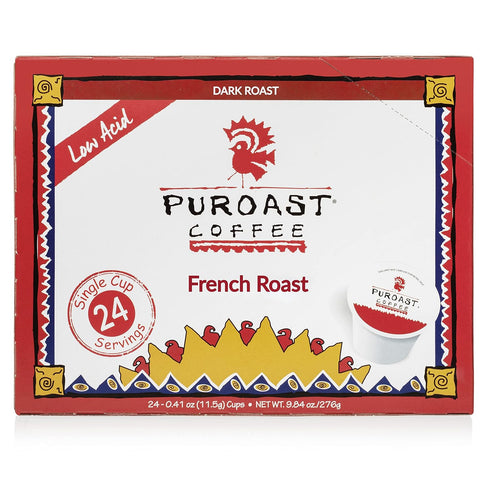 Puroast Low Acid Coffee Single-Serve Pods, French Roast, Certified Low Acid Coffee