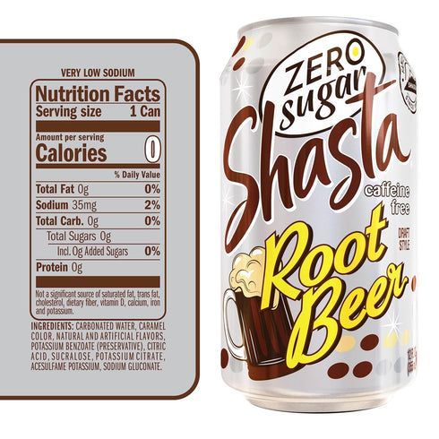 12-Pack 12oz Shasta Zero Sugar Root Beer | of Cans | Rich Root Beer Flavor | Classic Taste, Zero Sugar | Caffeine-Free