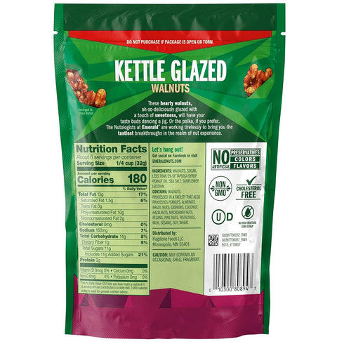 Emerald 6.5 (Pack 4) Glazed Walnuts, Ounce
