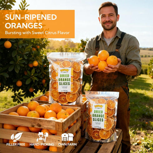 Luxsavia 1.1LB(500g) 100-110 Natural Dried Orange Slices Bulk,Approx Wheels,Dehydrated Orange Slices NO Addtives,Dried