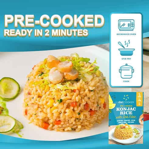 6 Pack 9.52 oz, Shirataki Rice, DIET COOKER Konjac Rice Inside, Keto & Vegan Friendly, Odor Free, Low Calorie, Zero Net