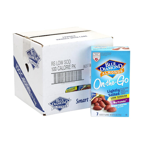 Blue Diamond Almonds 100 (Pack 7) , Low Sodium Lightly Salted, Calorie On-The-Go Bags