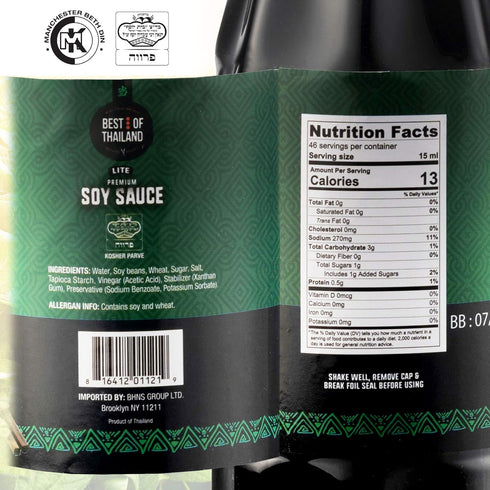 Best Of Thailand Premium Lite Soy Sauce, Low Sodium - 2 Bottles of 23.65oz Authentic Asian-Brewed Marinade