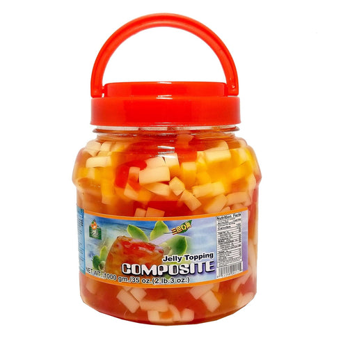 Tasty Kitchen 35 1 (2-Piece Set) Bolle Composite Jelly Topping Boba Bubble Tea Ingredient Assorted Flavors in One Ounce