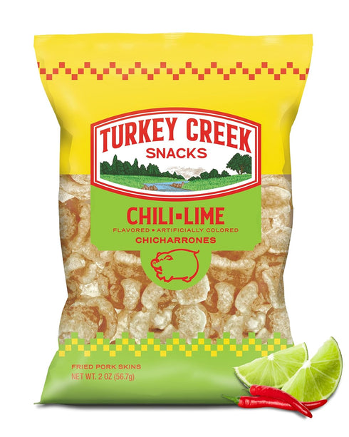 Turkey Creek Chili Lime Chicharrones, Fried Pork Rinds - Chili Lime Flavored