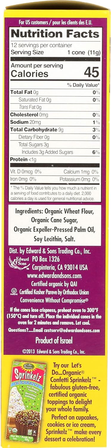 5 Lets Do Organics, Sugar Ice Cream Cone, Organic, Ounce