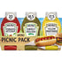 Heinz Tomato Ketchup, Sweet Relish & 100% Natural Yellow Mustard Picnic Variety